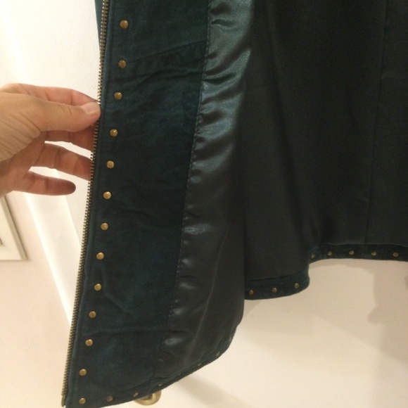 Linea by Louis Dell’Olio Suede Zip Jacket Green Embellished Studded XL - Picture 9 of 16